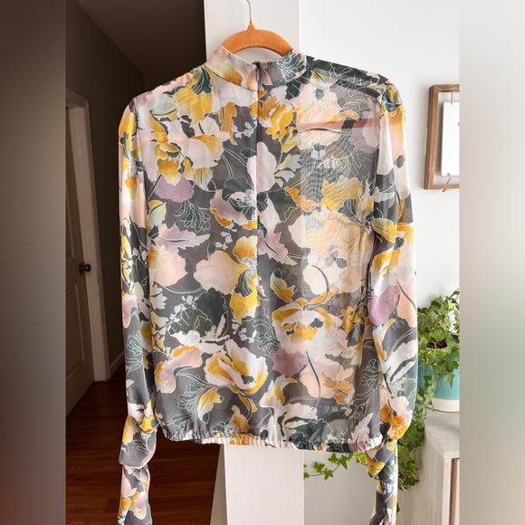 7TH AVENUE Floral Print High Neck Long Sleeve Blouse - Picture 2 of 5